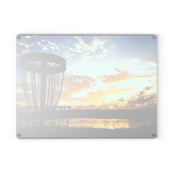 Disc Golf Blue Sunset Glass Cutting Board Discgolf Discgolfer Gift - Picture 2 of 8